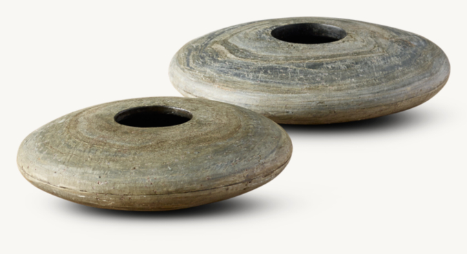 Front view of Carved Slate Low Round Vase 