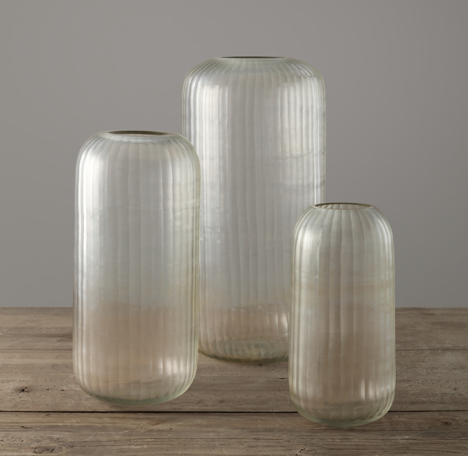 Handblown Carved Glass Vase Clear