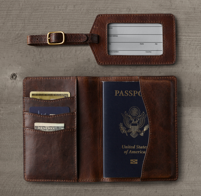 Berkshire Leather Luggage & Passport Set Cocoa