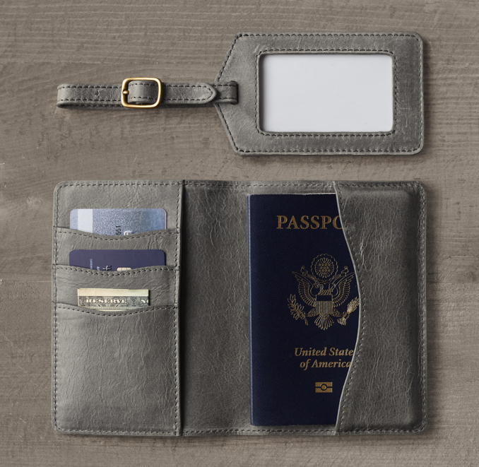Italian Leather Luggage & Passport Set