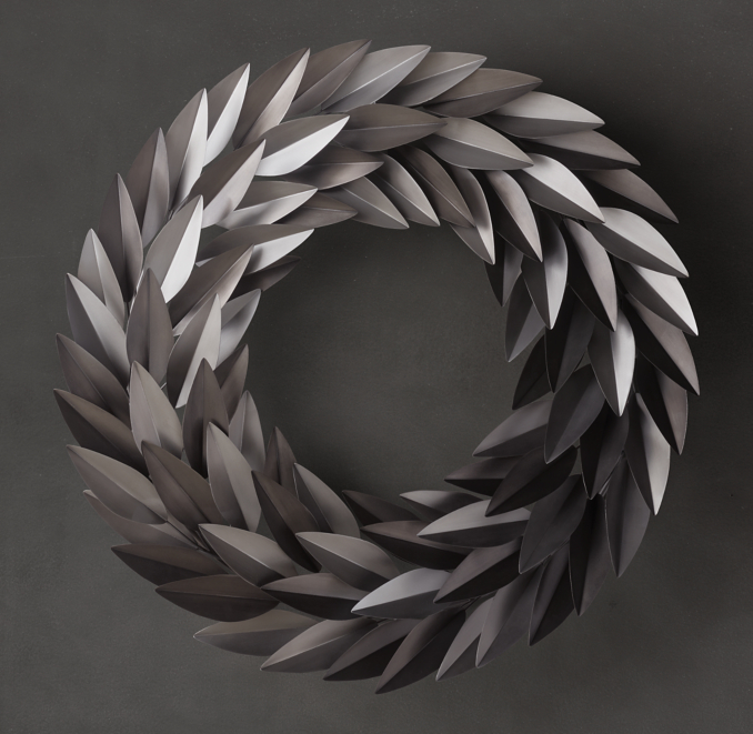 Front view of Laurel Leaf Wreath - Antiqued Silver 
