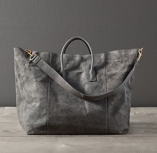 Italian Waxed Suede Oversized Tote