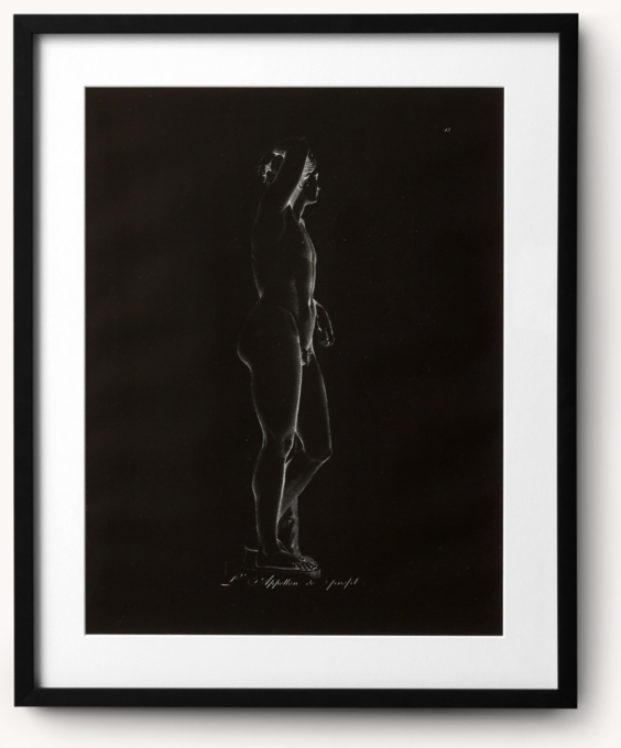18th C. Engraving of Greek Male Nude 3 - Black