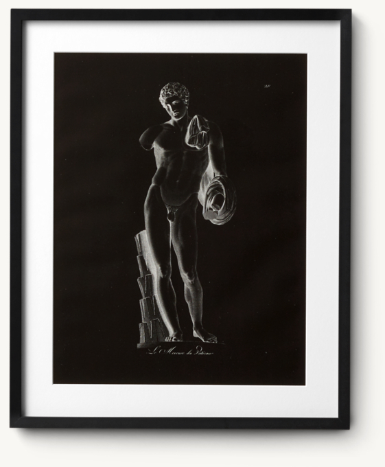 18th C. Engraving of Greek Male Nude 2 - Black