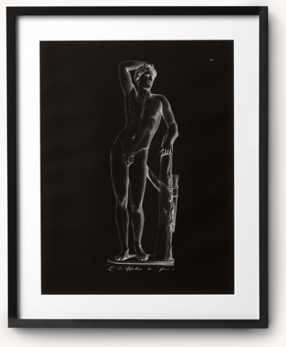 18th C. Engraving of Greek Male Nude 1 - Black