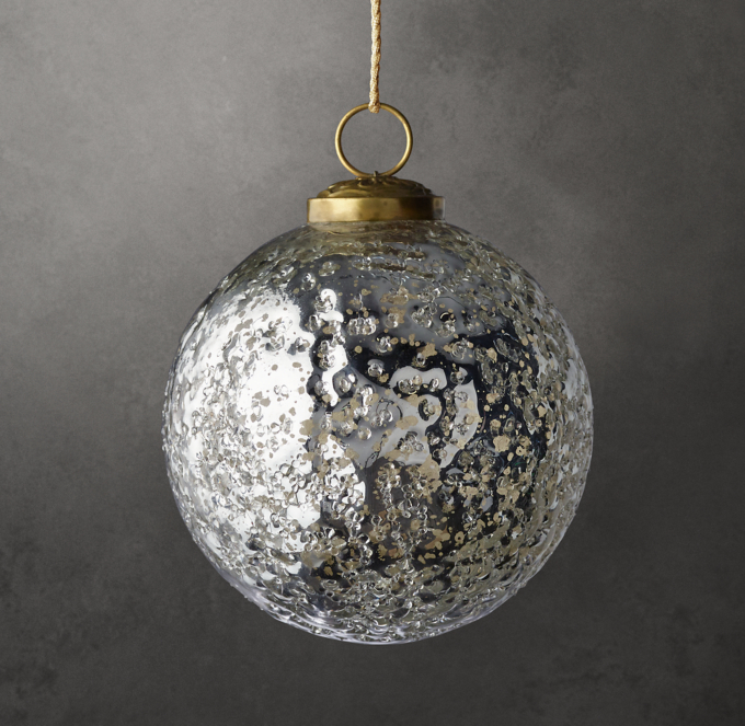 Handblown Mercury Glass Ornament Textured Ball