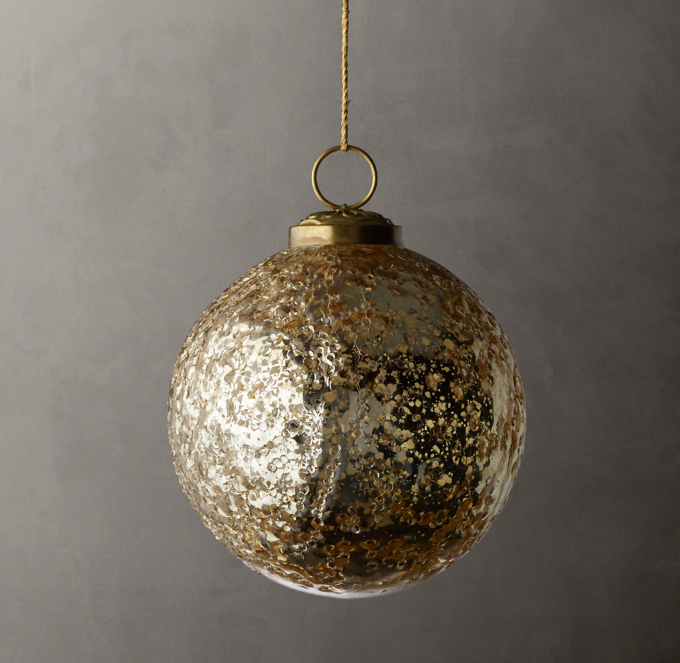 Handblown Mercury Glass Ornament Textured Ball