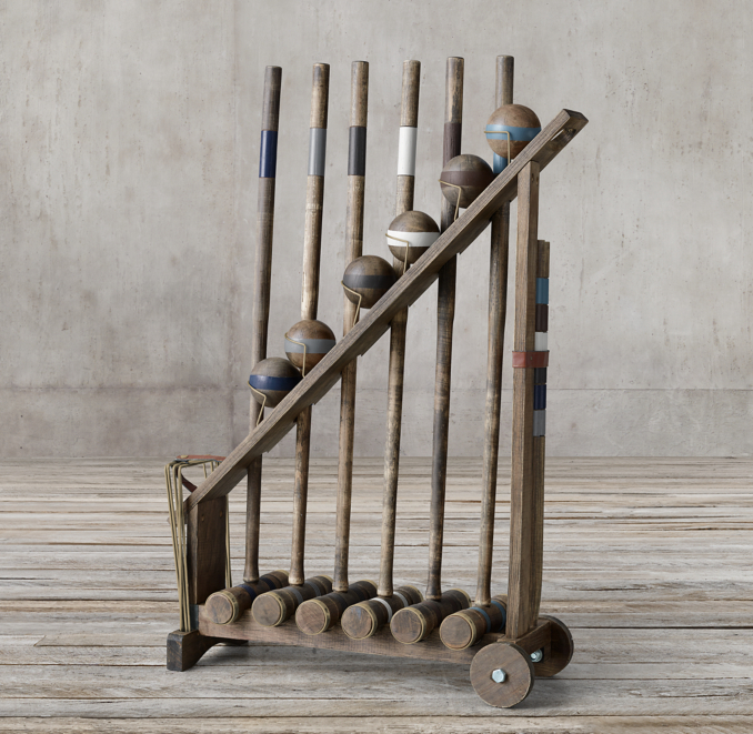 Front view of Vintage Croquet Set 
