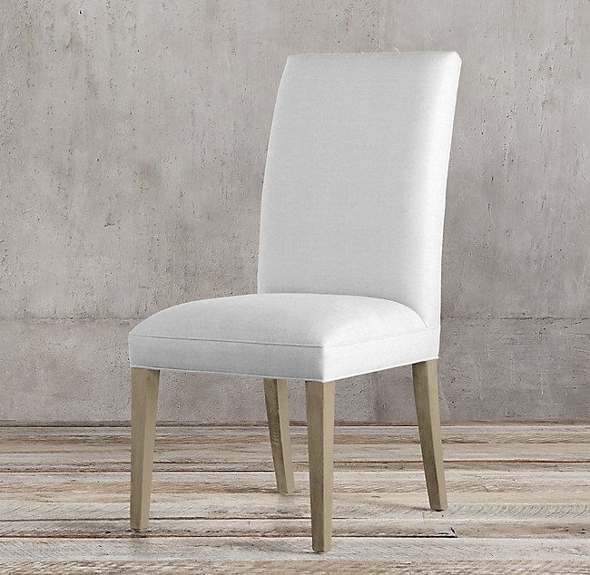 Hudson Parsons Fabric Side Chair, White Leather Parson Chairs