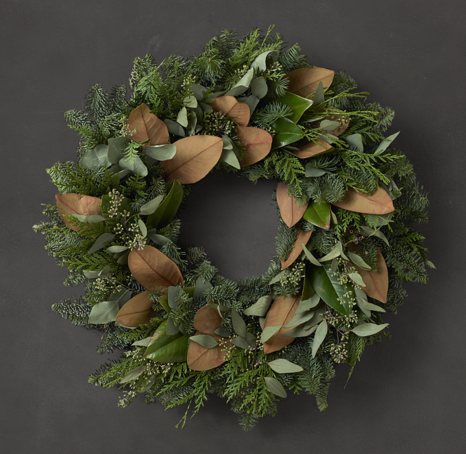 Fresh Cut Noble Fir Eucalyptus Magnolia Wreath