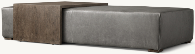 Restoration hardware leather ottoman coffee table discount