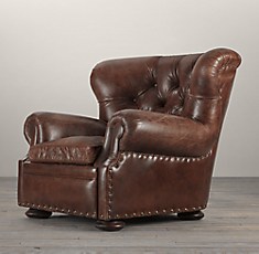 1920s Parisian Leather Club Recliner, Leather Club Chair Recliner
