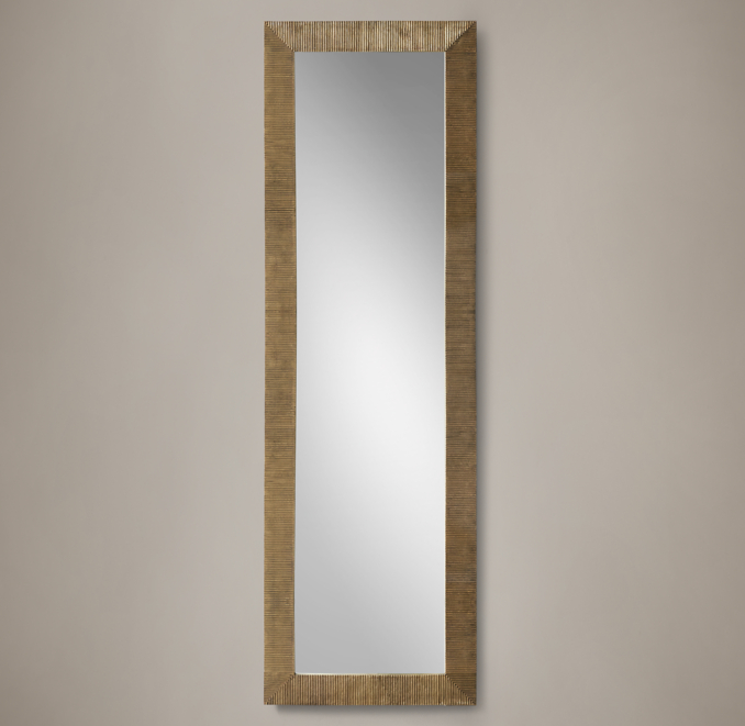 Cast Ribbed Metal Frame Leaner Mirror