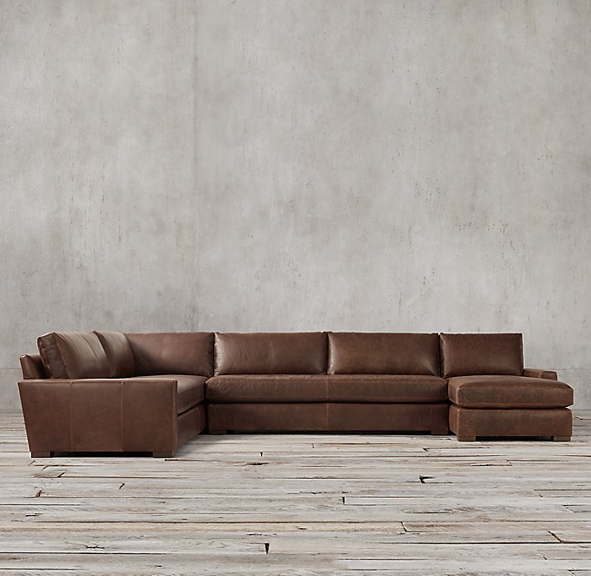 Maxwell Leather U-Sofa Chaise Sectional