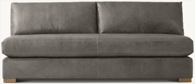 Front view of Maxwell Leather Armless Sofa 