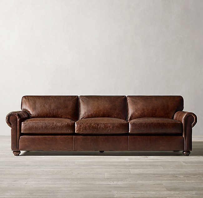 Original Lancaster Leather Three Seat, Brompton Cocoa Leather Sofa Bed