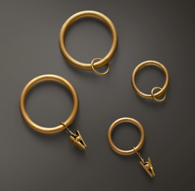 Classic Drapery Rings Set Of 7 Antique Brass
