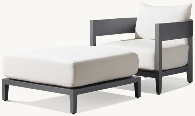 Balmain Aluminum Lounge Chair and Balmain Aluminum Ottoman (sold separately) shown.