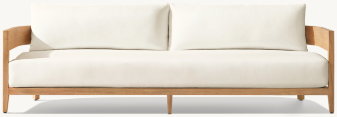 94&#34; sofa shown in Natural Teak. Cushions (sold separately) shown in White Perennials&#174; Performance Textured Linen Weave.