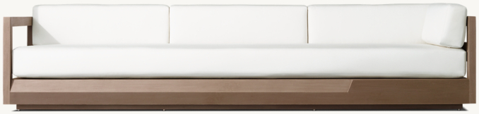 Front view of Paloma Teak Four-Seat Left-Arm Return Sofa - Frame Only 