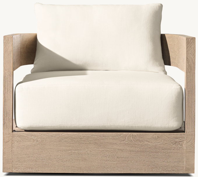 Shown in Weathered Teak. Cushions shown in White Perennials&#174; Performance Textured Linen Weave.