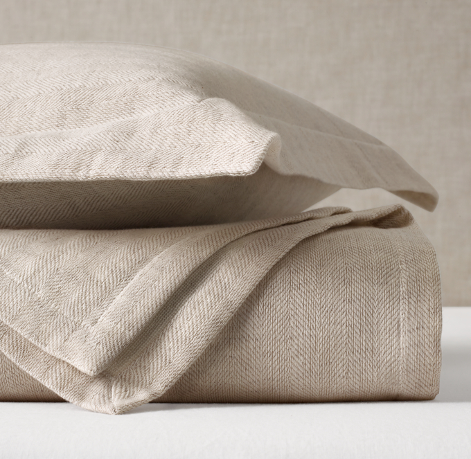 Heathered Herringbone Cotton Linen Coverlet Sham