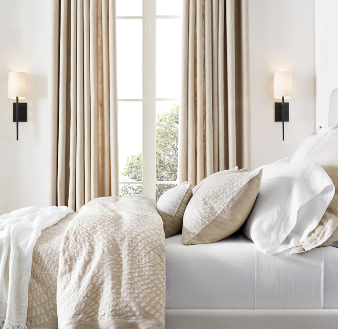 Palmette Embroidered Linen Bedding Collection