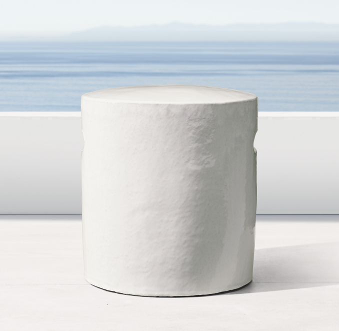 Cast Ceramic Cylinder Side Table