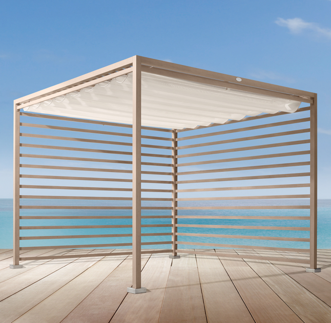 Three Quarter view of Tuuci® Eclipse Aluma-Teak™ 2-Panel Cabana