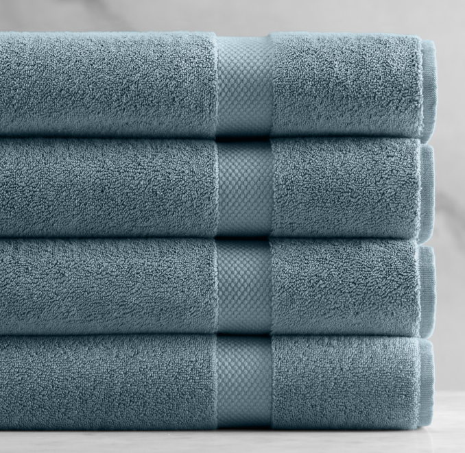 802-Gram Turkish Cotton Towel Collection | RH Bath Sheet French Blue