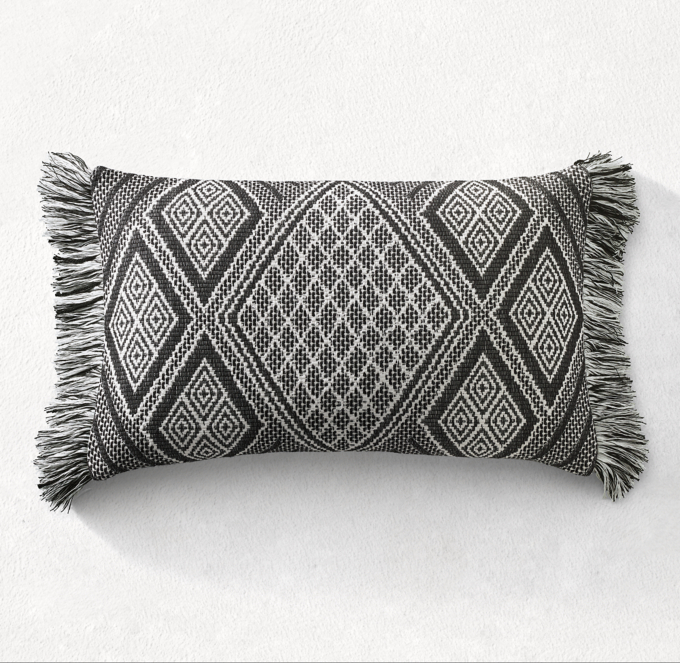 Hanbel Fringed Diamonds Outdoor Pillow Cover - Lumbar