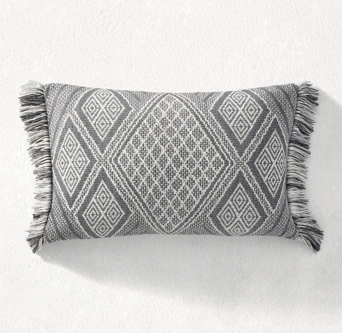 Hanbel Fringed Diamonds Outdoor Pillow Cover Lumbar