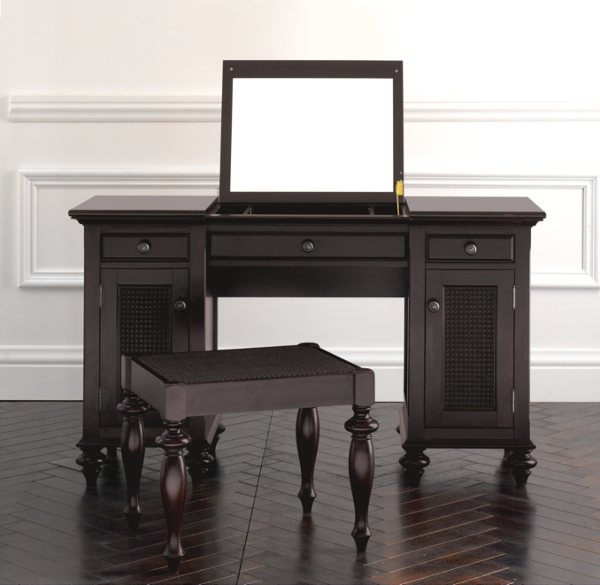 British Cane Vanity Dressing Table