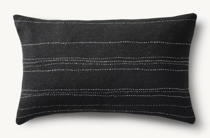 Front view of Kuba Cloth Pickstitch Outdoor Pillow Cover - Lumbar 