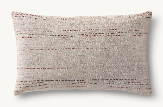 Front view of Kuba Cloth Pickstitch Outdoor Pillow Cover - Lumbar 