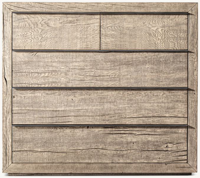 Front view of Aspen French Oak 5-Drawer Dresser 