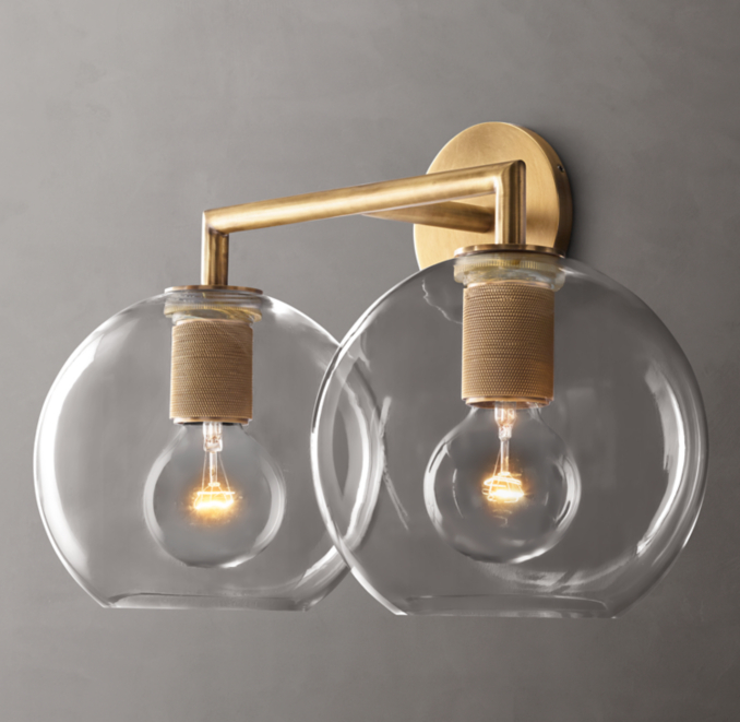 Utilitaire Globe Shade Double Sconce | RH