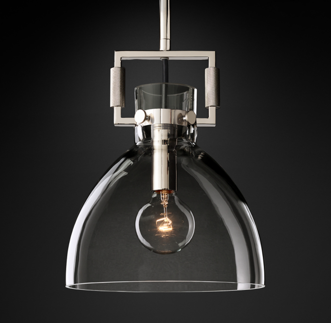 Machinist Glass Cloche Pendant 10"