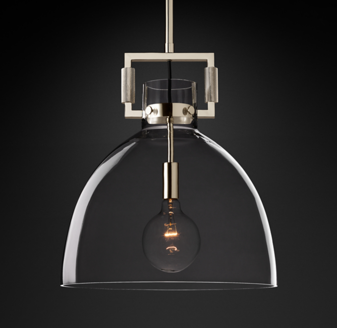 Machinist Glass Cloche Pendant 18"