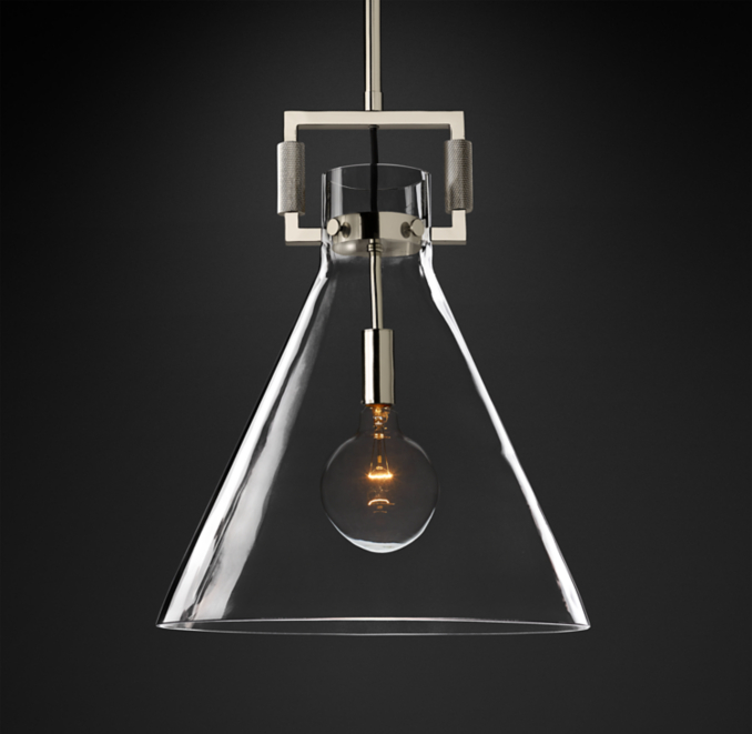 Machinist Glass Funnel Pendant 18"