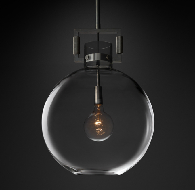 Machinist Glass Globe Pendant 18"