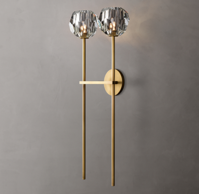 Boule De Cristal Clear Glass Grand Double Sconce