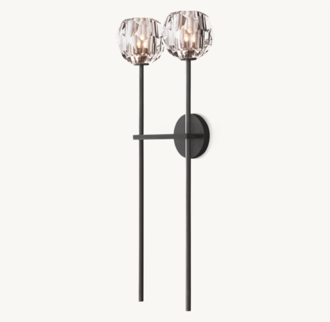 Boule De Cristal Clear Glass Grand Double Sconce