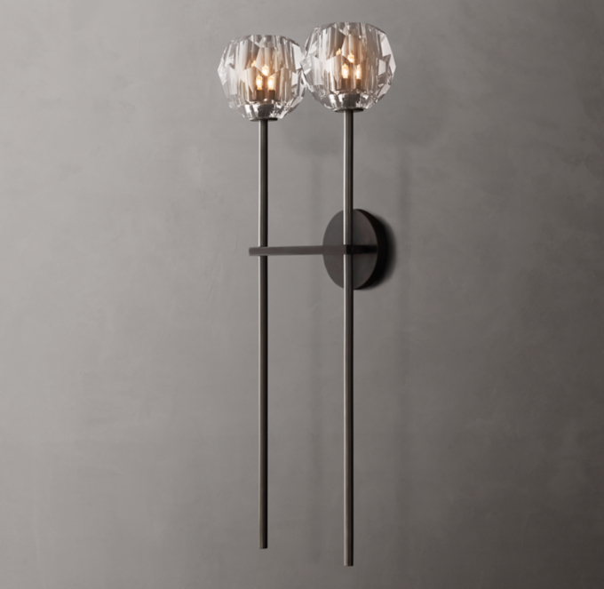 Boule De Cristal Clear Glass Grand Double Sconce