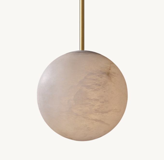 Hand-Carved Alabaster Globe Pendant