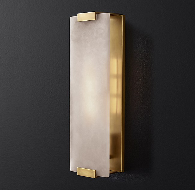 Hand-Carved Alabaster Rectangular Sconce E27 Light Wall Lamp Home Lighting Decor 