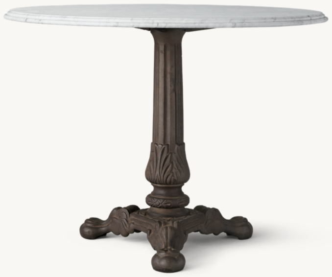 19th C. French Acanthus Brasserie Table With Marble Top | RH