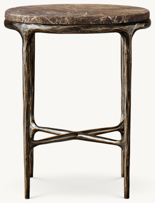 18" side table shown in Brown Emperador Marble/Forged Bronze.