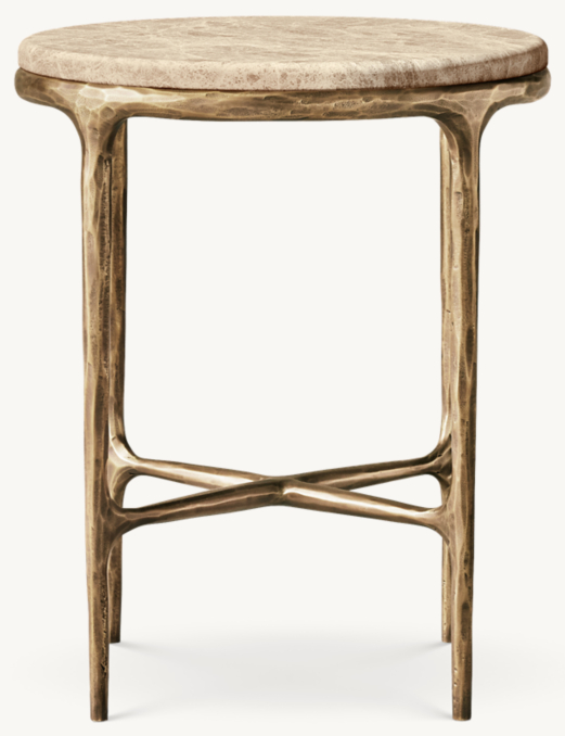 18" side table shown in Gold Emperador Marble/Forged Brass.