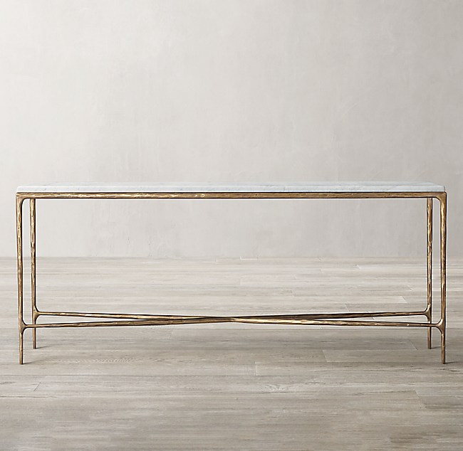 Thaddeus Marble Console Table, Marble Brass Sofa Table